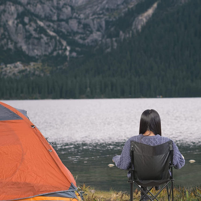 Portable Folding Large Black Camping Chair