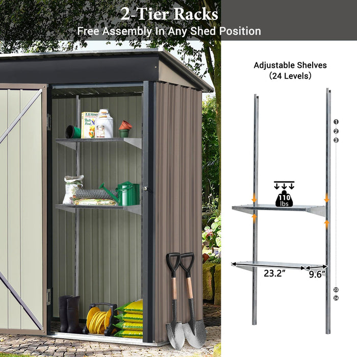 5ft x 3ft Outdoor Garden Lean-to Shed with Metal Adjustable Shelf and Lockable Door