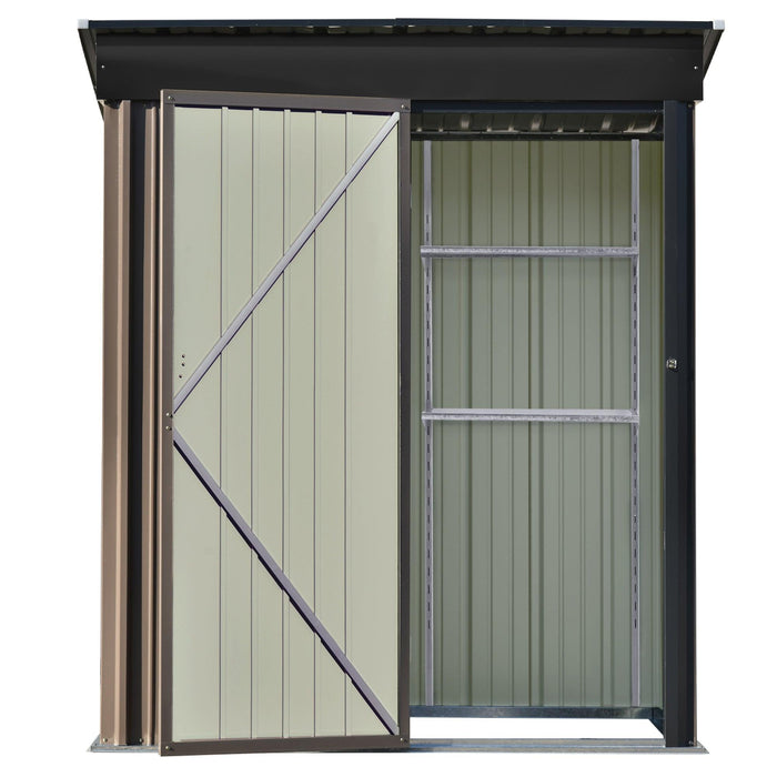 5ft x 3ft Outdoor Garden Lean-to Shed with Metal Adjustable Shelf and Lockable Door