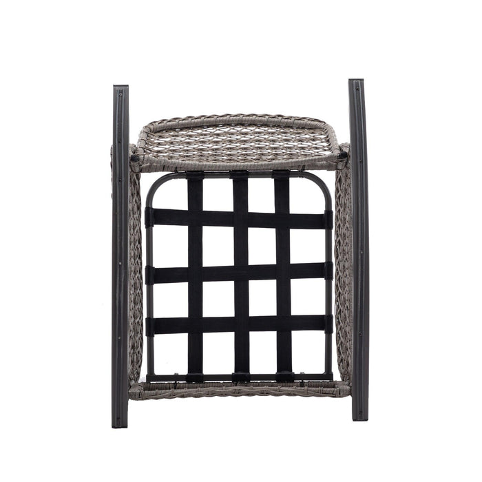 3 PCS Outdoor FurnitureModern Wicker Rattan Rocking Chair Set with Gray Cushion