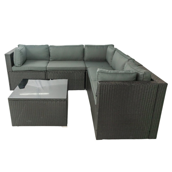 6 PCS PE Rattan sectional Outdoor Furniture Cushioned  Sofa Set