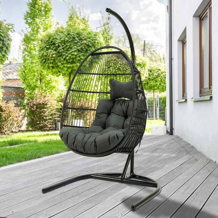 Egg Shaped Swing Chair with Gray Cushion