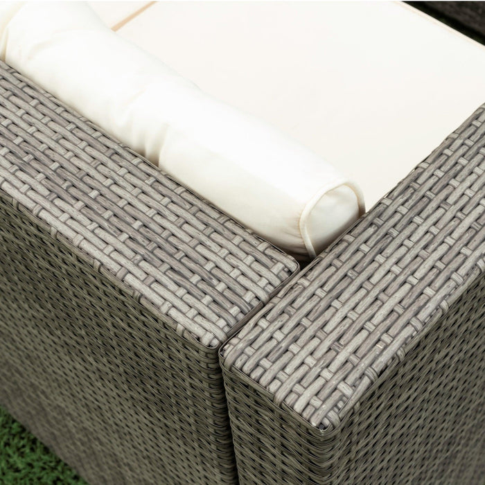 4 PCS Patio Sectional Wicker Rattan Outdoor Furniture Sofa Set withStorage Box and Creme Cushion