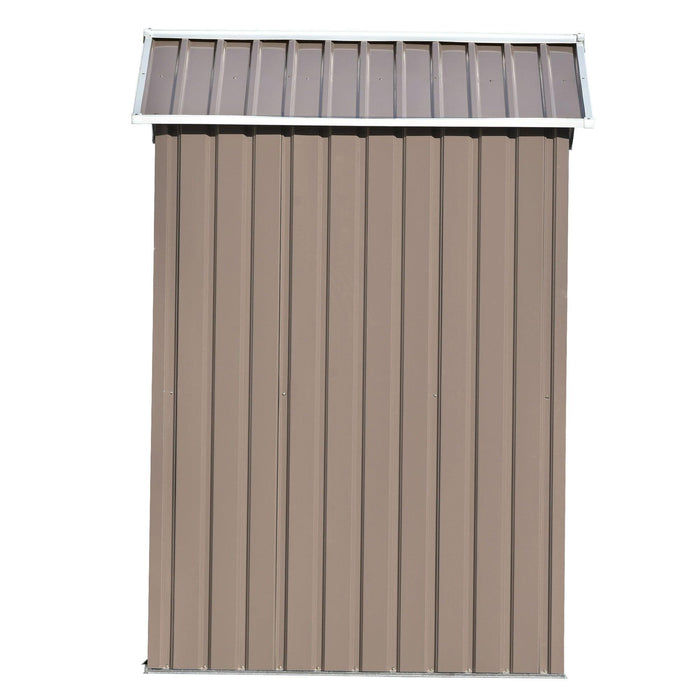 6ft x 4ft Outdoor Garden Shed with Metal Adjustable Shelf and Lockable Doors - Brown