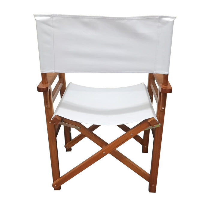 2 PCS Canvas Folding Natural Wooden Chair - White