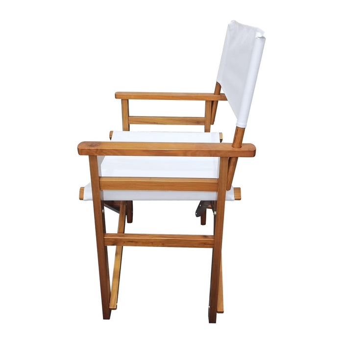 2 PCS Canvas Folding Natural Wooden Chair - White