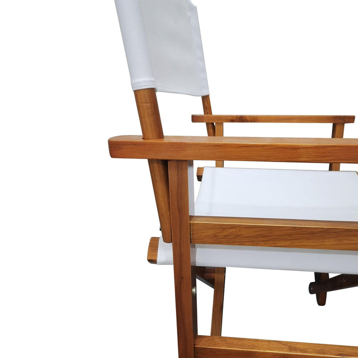 2 PCS Canvas Folding Natural Wooden Chair - White