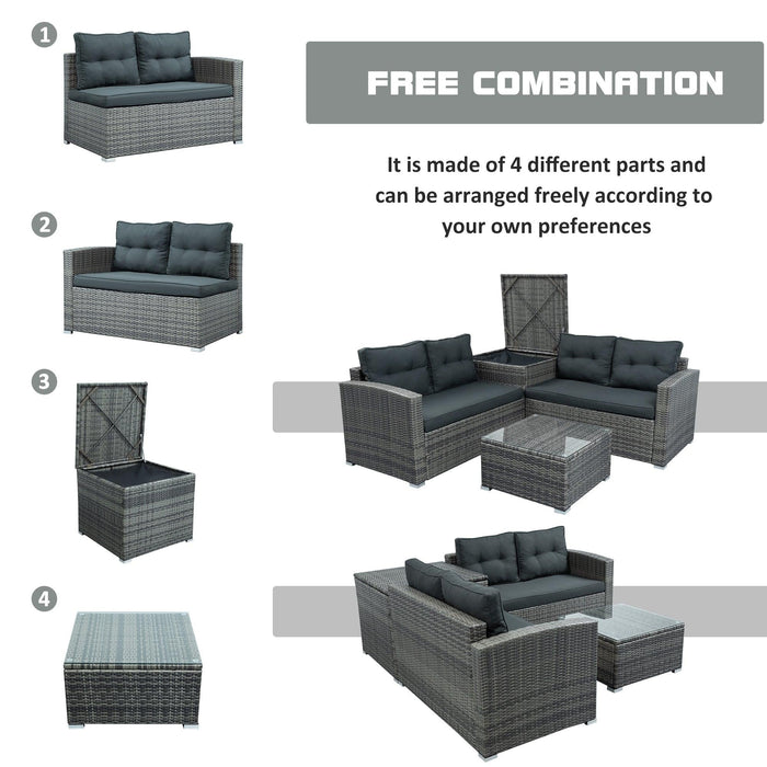 Outdoor Furniture Sofa Set with LargeStorage Box