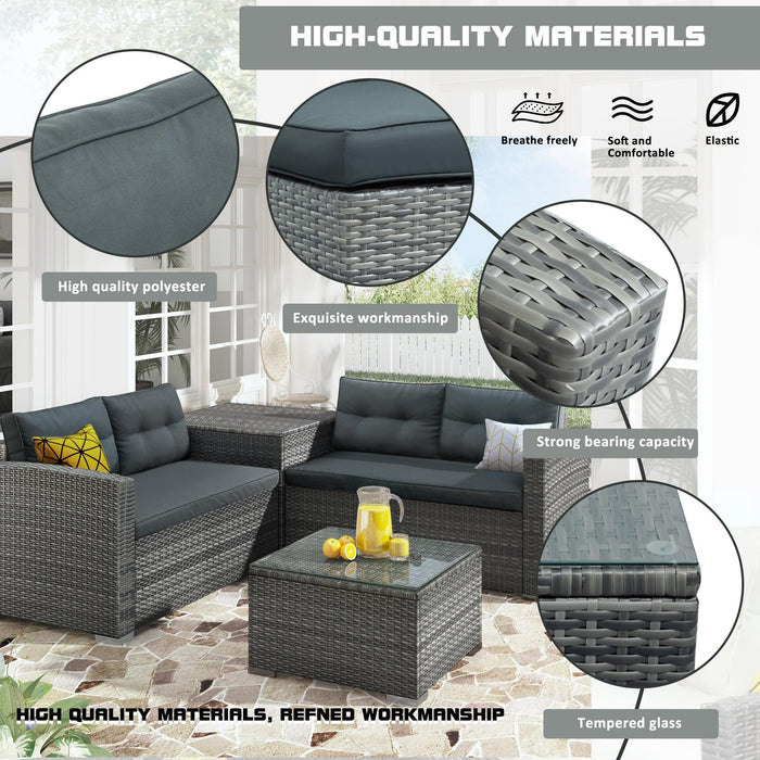 Outdoor Furniture Sofa Set with LargeStorage Box