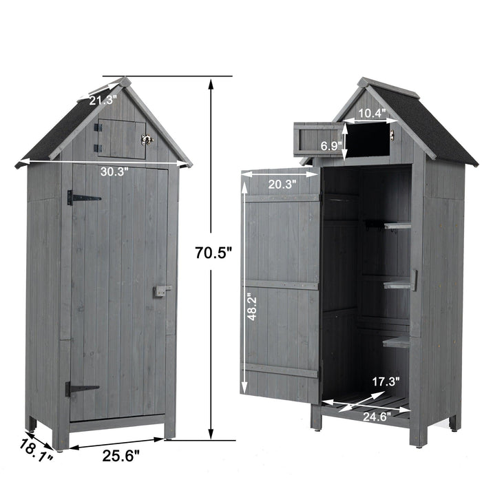 OutdoorStorage Cabinet Tool Shed Wooden Garden Shed  Gray