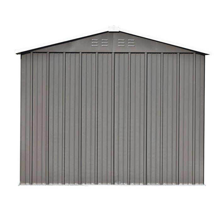 8ft x 6ft Outdoor Garden Lean-to Shed with Metal Adjustable Shelf and Lockable Doors - Gray