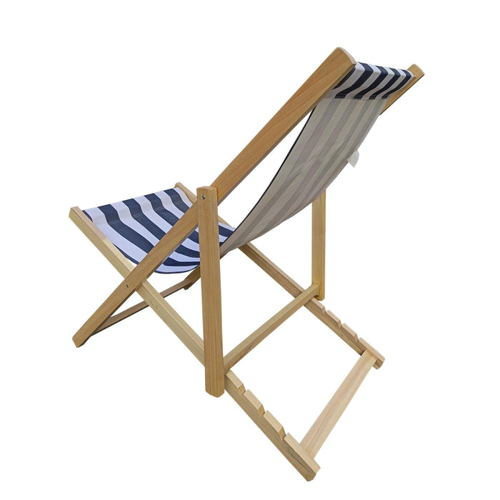 Dark Blue Stripe Folding Beach Chaise Lounge Chair