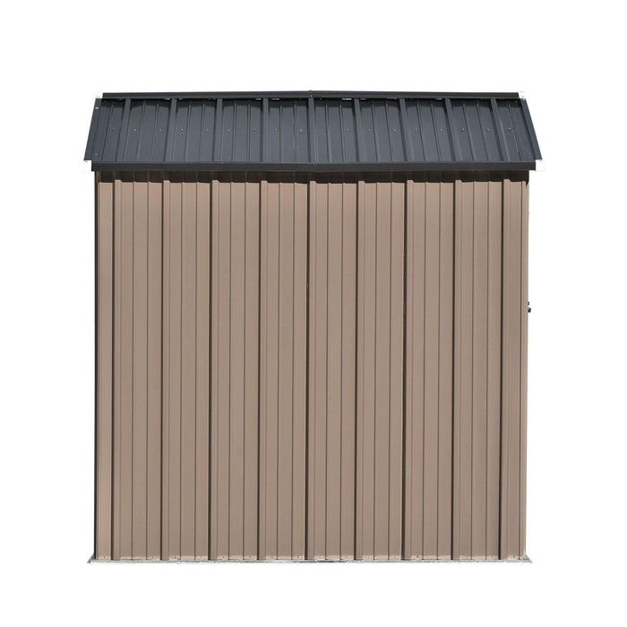 8ft x 6ft Outdoor Garden Lean-to Shed with Metal Adjustable Shelf and Lockable Doors - Brown