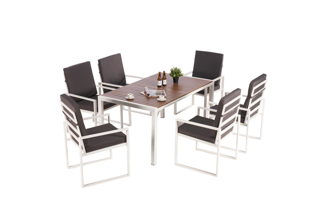 Patio Furniture Set 7 PCS Outdoor Dining Table Set, Dining Table and Chairs Set, Patio Conversation Set with Cushions