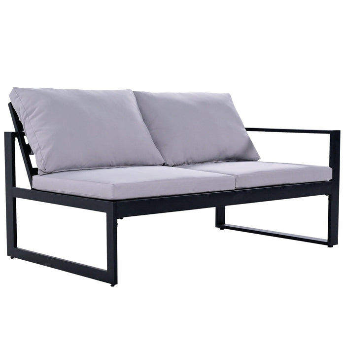 Industrial Style Outdoor Sofa Combination Set With 2 Love Sofa,1 Single Sofa,1 Table,2 Bench