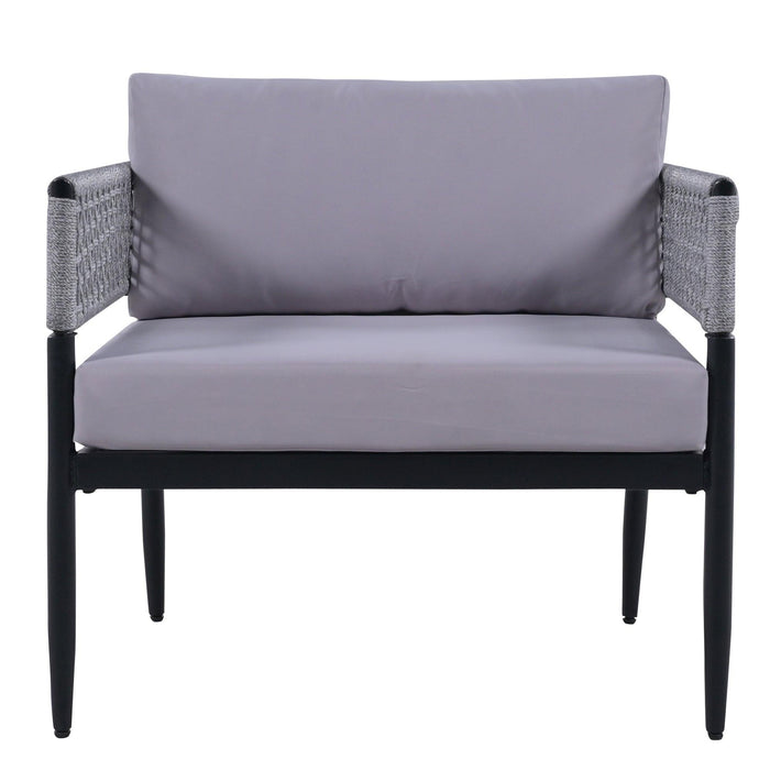 4 PCS Luxury Style Outdoor Seating Group with Gray Cushion And Woven Rope Styling