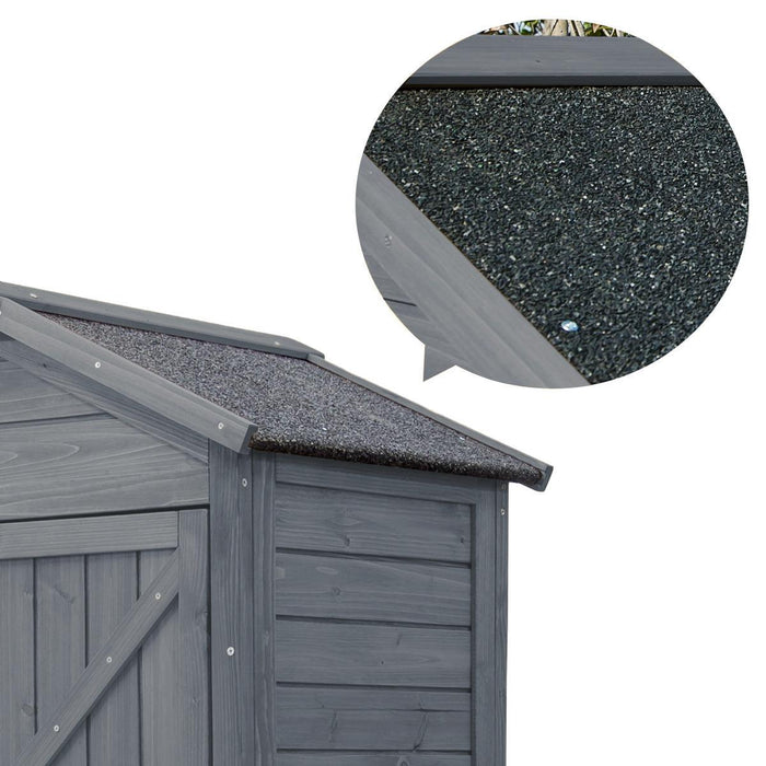 Outdoor WoodenStorage Sheds Fir Wood Lockers with Workstation - Gray