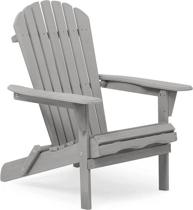 2 PCS Wooden Outdoor Folding Adirondack Chair - Gray