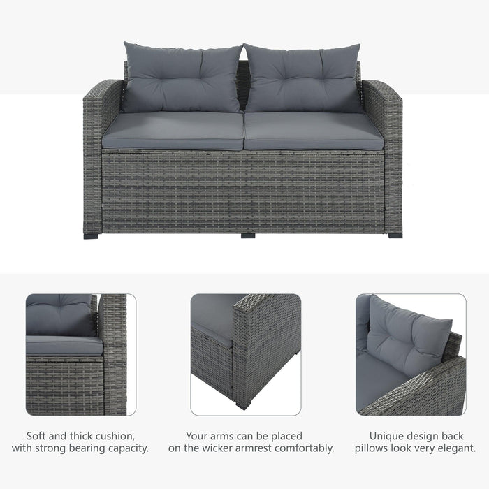 9 PCS Outdoor Patio Large Arrangeable Rattan Furniture Sofa Set with Gray Cushion and Gray Wicker