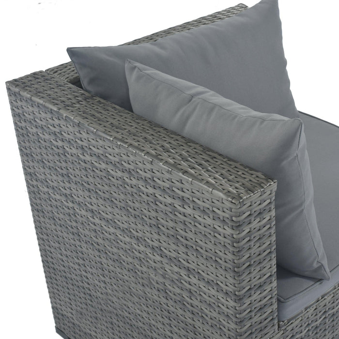 9 PCS Outdoor Patio Large Arrangeable Rattan Furniture Sofa Set with Gray Cushion and Gray Wicker