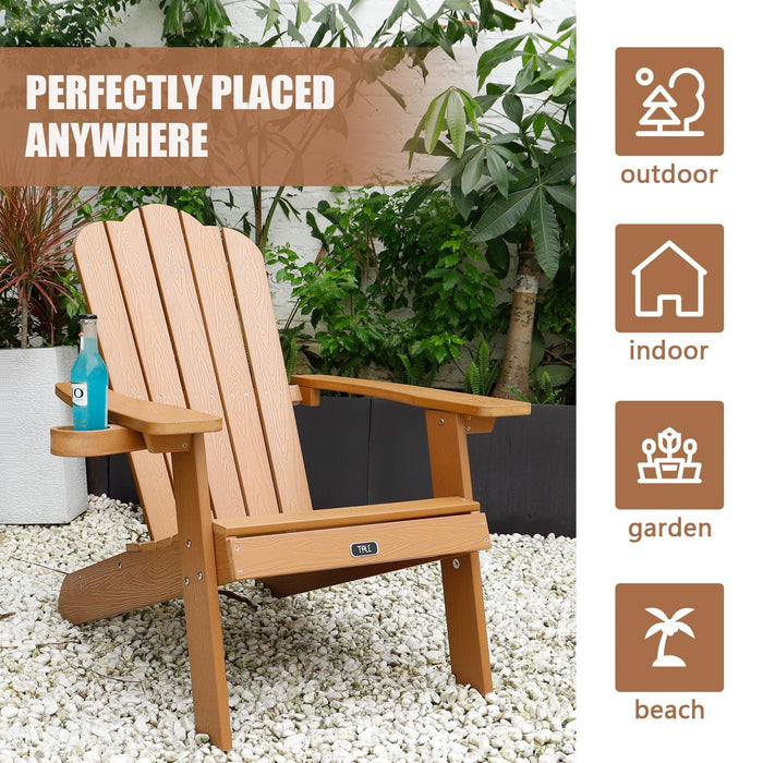 All-Weather and Fade-Resistant Adirondack Chair with Cup Holder Plastic