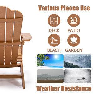 All-Weather and Fade-Resistant Adirondack Chair with Cup Holder Plastic