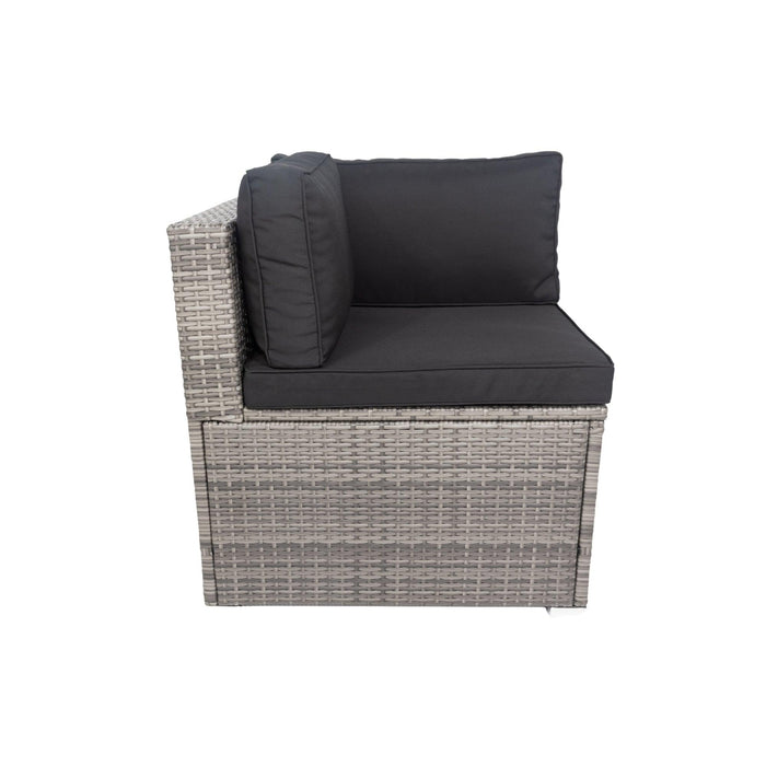 6 PCS PE Rattan sectional Outdoor Furniture Cushioned  Sofa Set with 3Storage Under Seat Grey