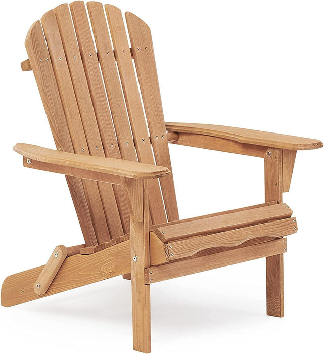 2 PCS Wooden Outdoor Folding Adirondack Chair - Brown