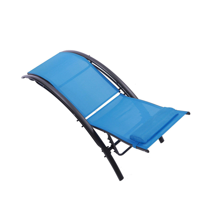 2 PCS Outdoor Chaise Lounge Adjustable Aluminum Arch Recliner Chair - Blue