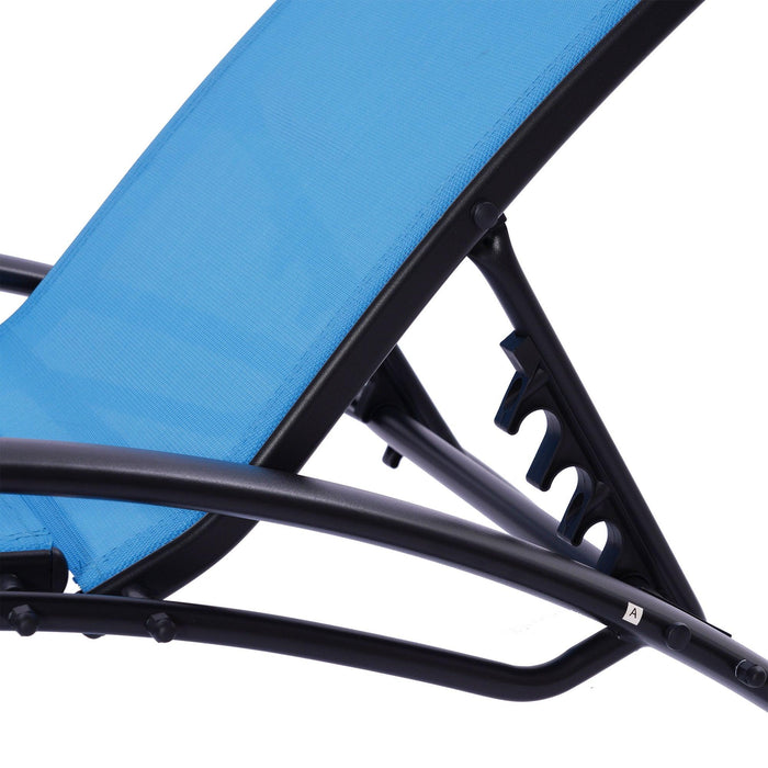 2 PCS Outdoor Chaise Lounge Adjustable Aluminum Arch Recliner Chair - Blue