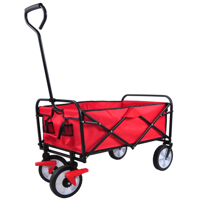 Red Folding Utility Wagon Shopping Beach Cart