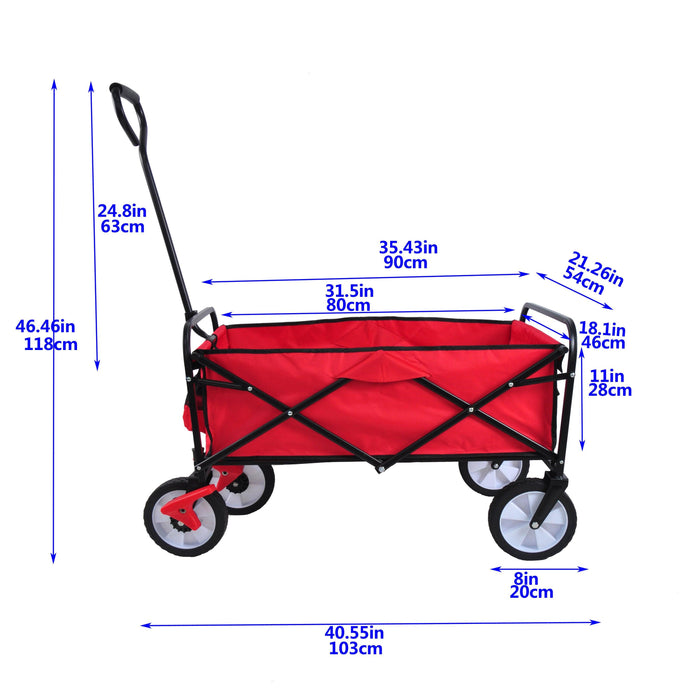 Red Folding Utility Wagon Shopping Beach Cart