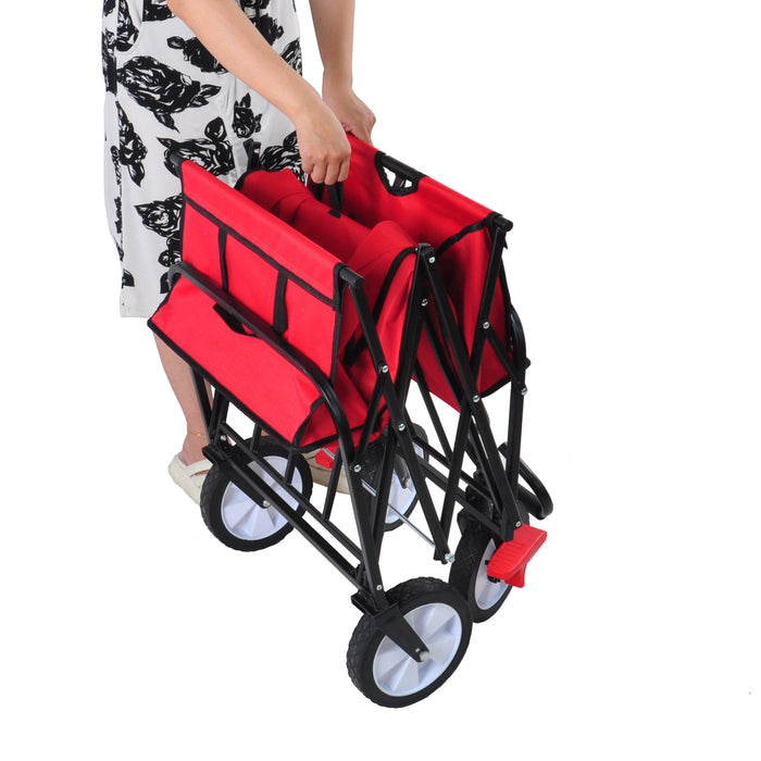 Red Folding Utility Wagon Shopping Beach Cart