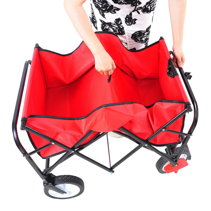 Red Folding Utility Wagon Shopping Beach Cart