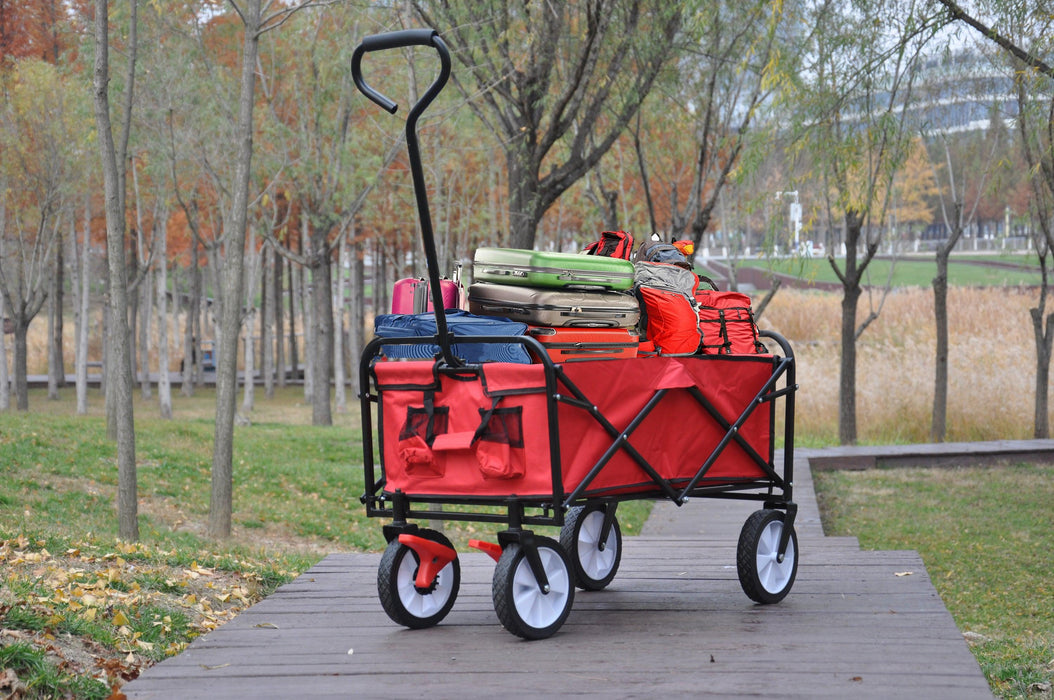 Red Folding Utility Wagon Shopping Beach Cart