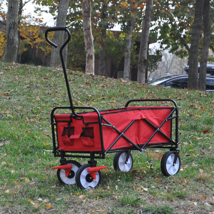 Red Folding Utility Wagon Shopping Beach Cart