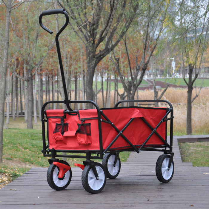 Red Folding Utility Wagon Shopping Beach Cart