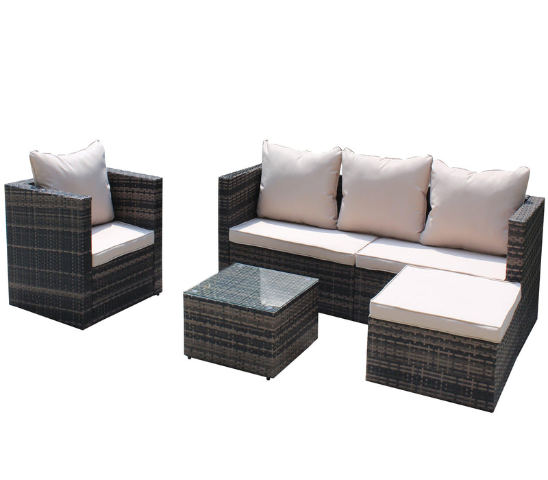 4 PCS Outdoor Patio Rattan Wicker Furniture Sofa Set Durable Cushions