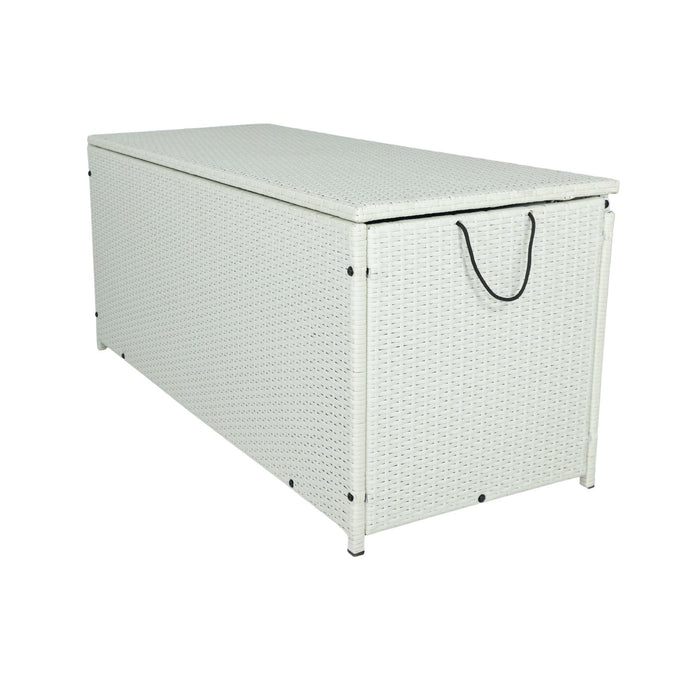 Outdoor 113 Gallon Cream White Rattan WickerStorage Wicker Lid