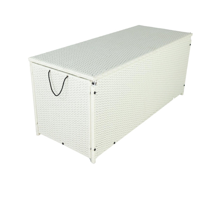 Outdoor 113 Gallon Cream White Rattan WickerStorage Wicker Lid