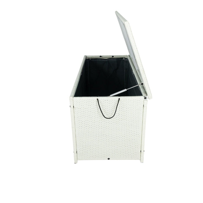 Outdoor 113 Gallon Cream White Rattan WickerStorage Wicker Lid