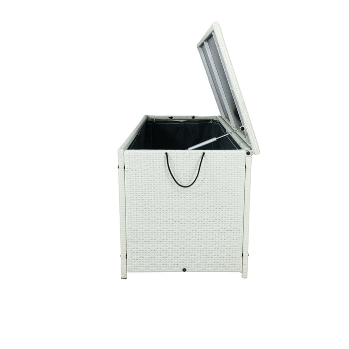 Outdoor 113 Gallon Cream White Rattan WickerStorage Wicker Lid