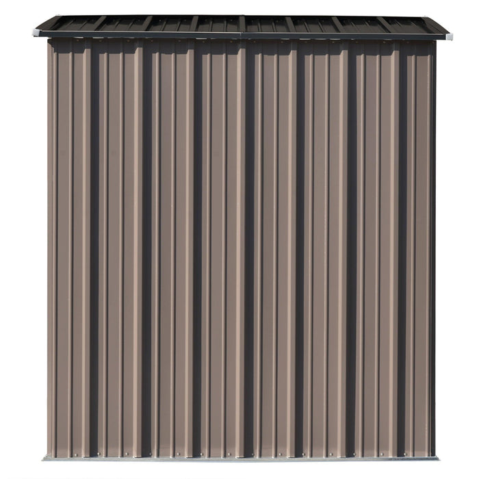 5ft x 3ft Outdoor Garden Metal Lean-to Shed with Lockable Door - Brown