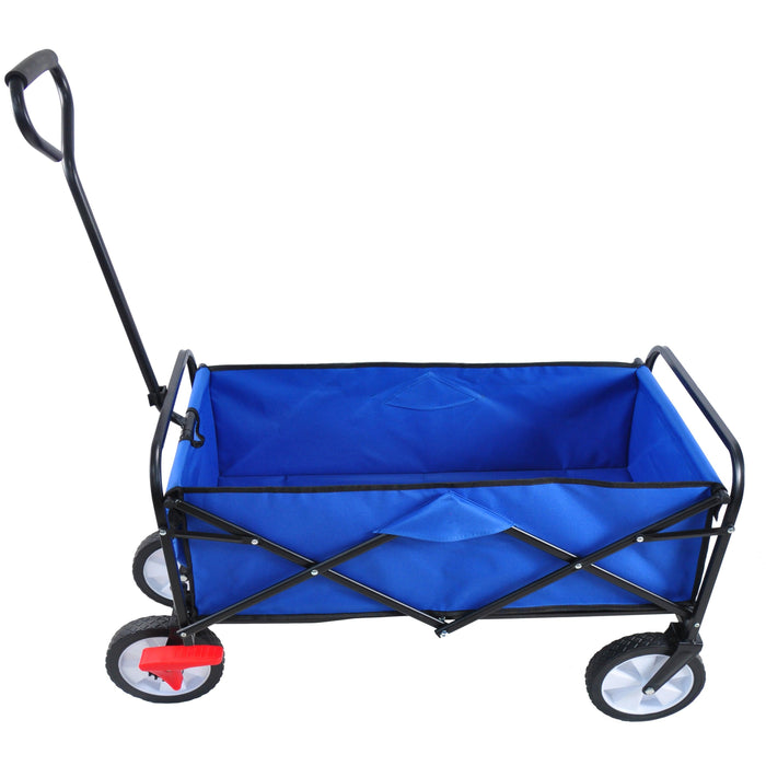 Blue Folding Utility Wagon Shopping Beach Cart