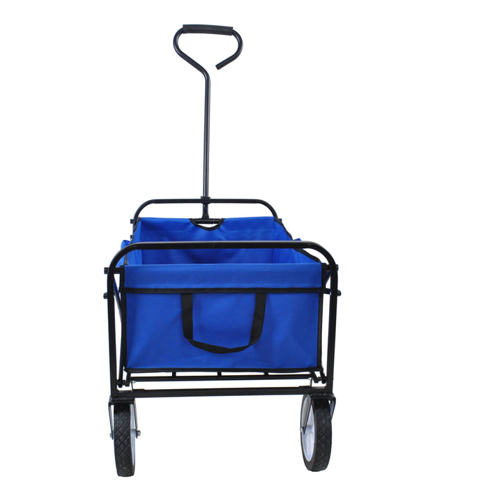 Blue Folding Utility Wagon Shopping Beach Cart