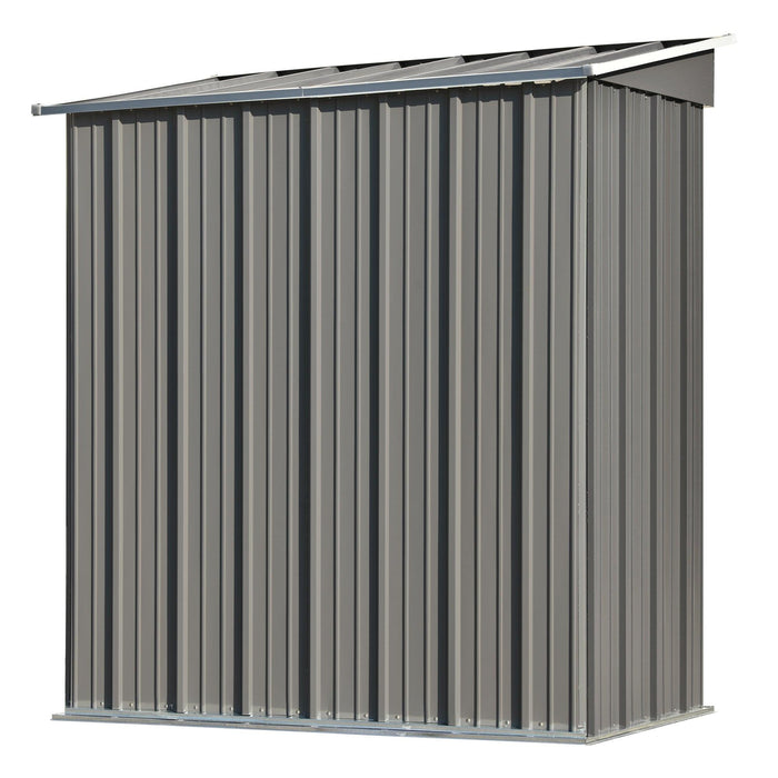 5ft x 3ft Outdoor Garden Metal Lean-to Shed with Metal Adjustable Shelf and Lockable Doors - Gray