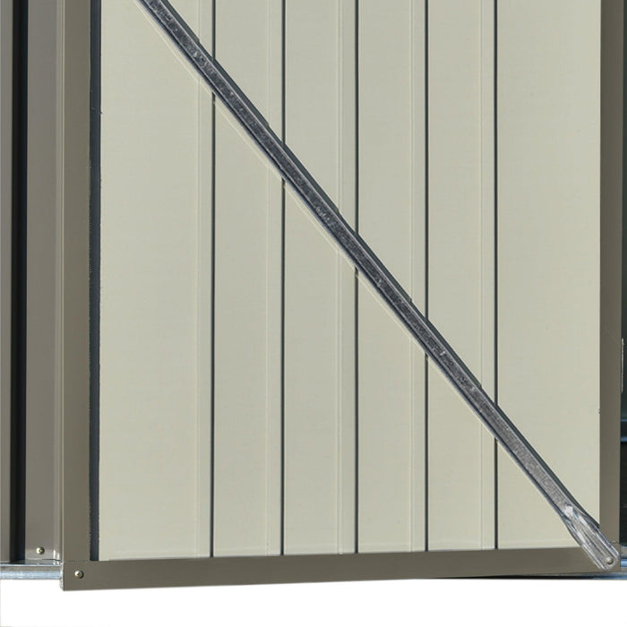 5ft x 3ft Outdoor Garden Metal Lean-to Shed with Lockable Door - Gray