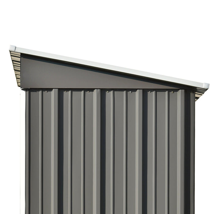 5ft x 3ft Outdoor Garden Metal Lean-to Shed with Lockable Door - Gray