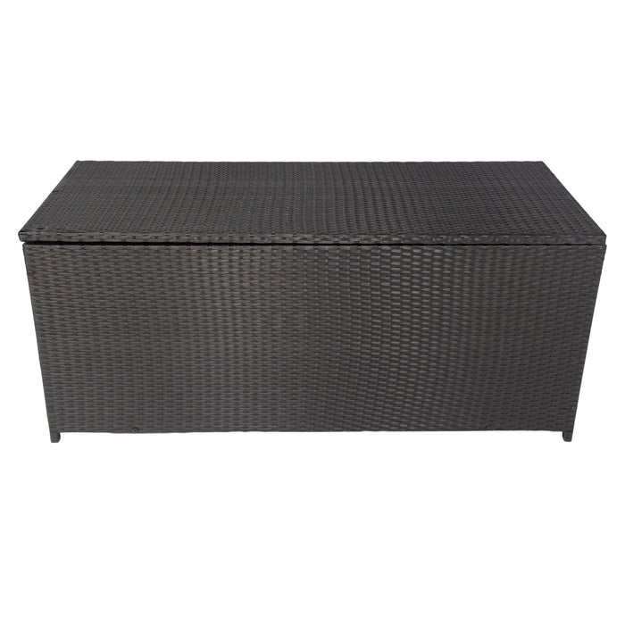 Outdoor 113 Gallon Black Rattan WickerStorage Wicker Lid