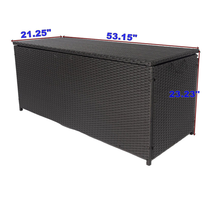 Outdoor 113 Gallon Black Rattan WickerStorage Wicker Lid